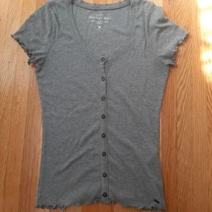 Gray hollister Button Up T shirt